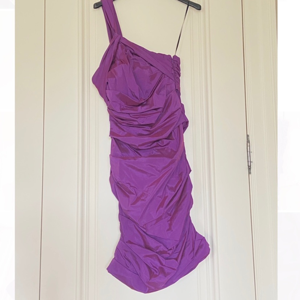 Theia Purple One-Shoulder Prom Dress